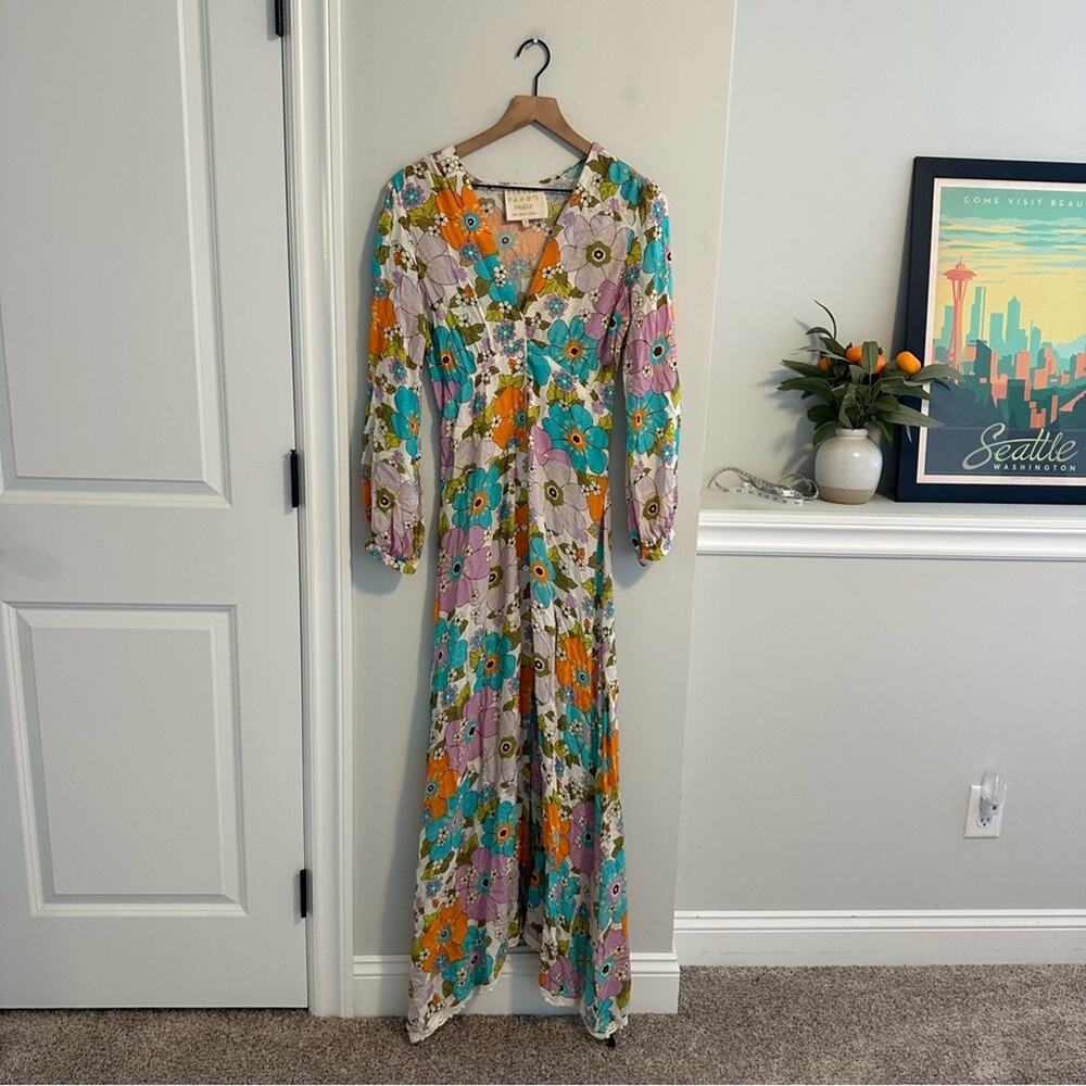 Tuckernuck Stella Pardo Paris Retro Floral Orange Maxi Dress XS - Picture 8 of 14